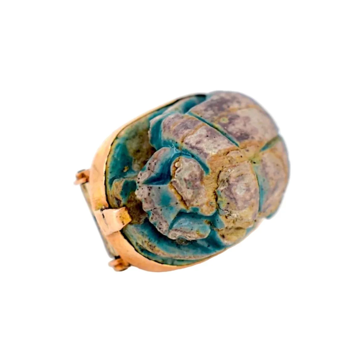 Broche Double Barrette en or jaune et bois émaillé - Image 4