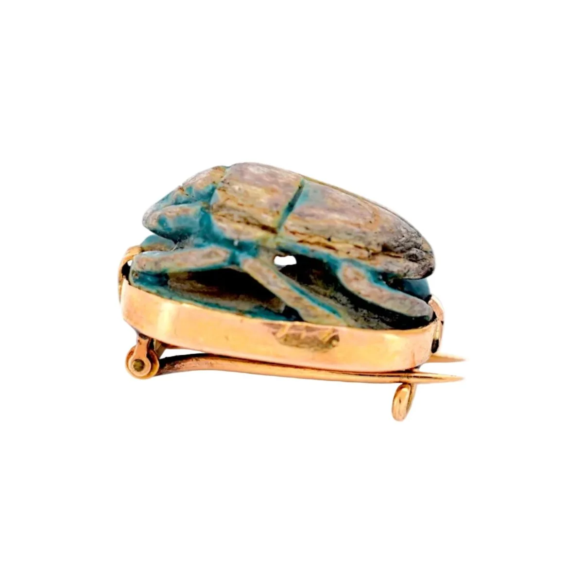 Broche Double Barrette en or jaune et bois émaillé - Image 5