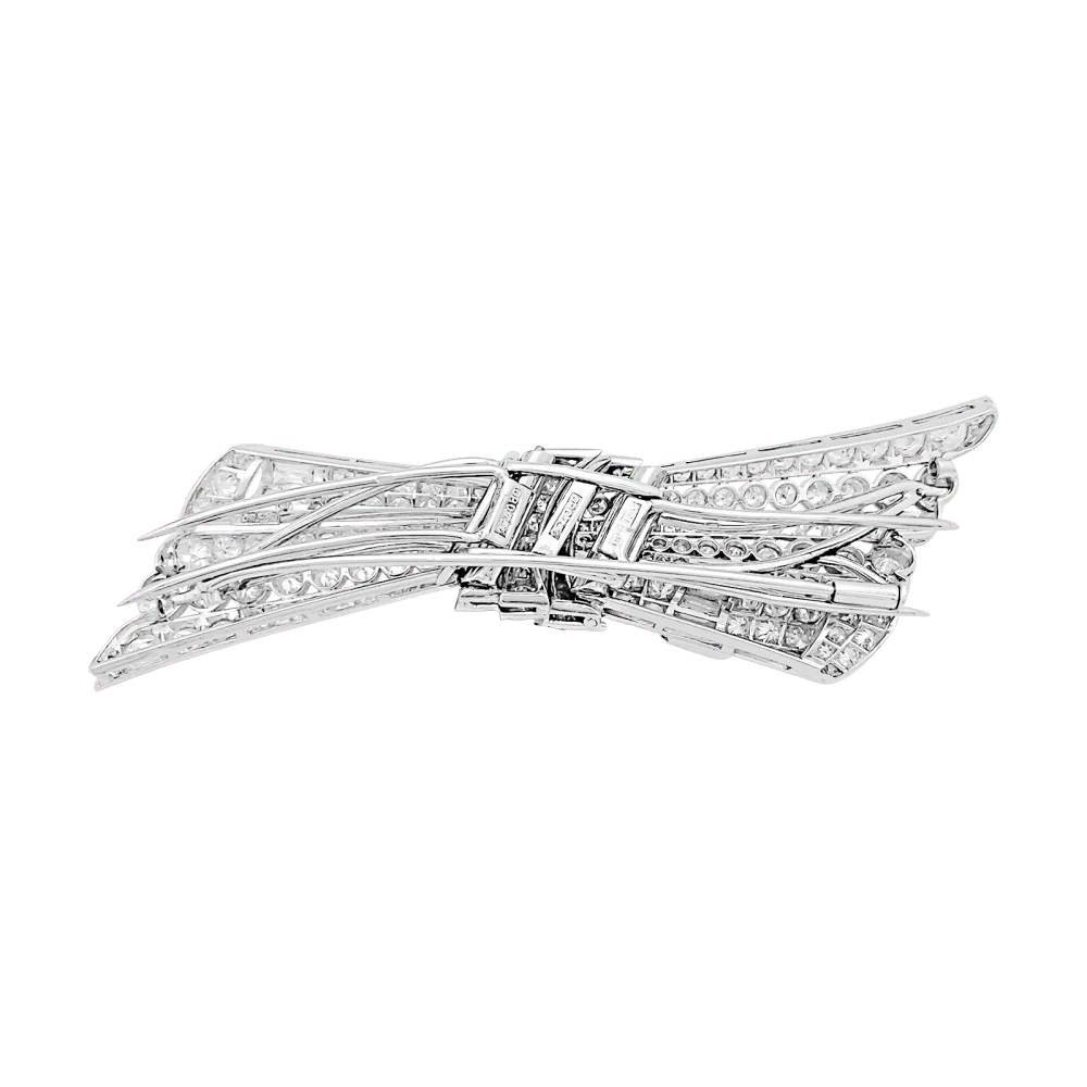Broche Double-Clip en or blanc, platine et diamants - Image 4