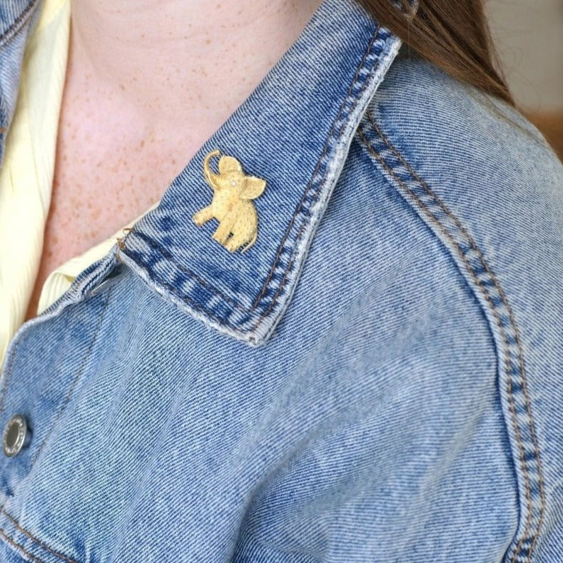 Broche éléphant vintage or amati - Image 2