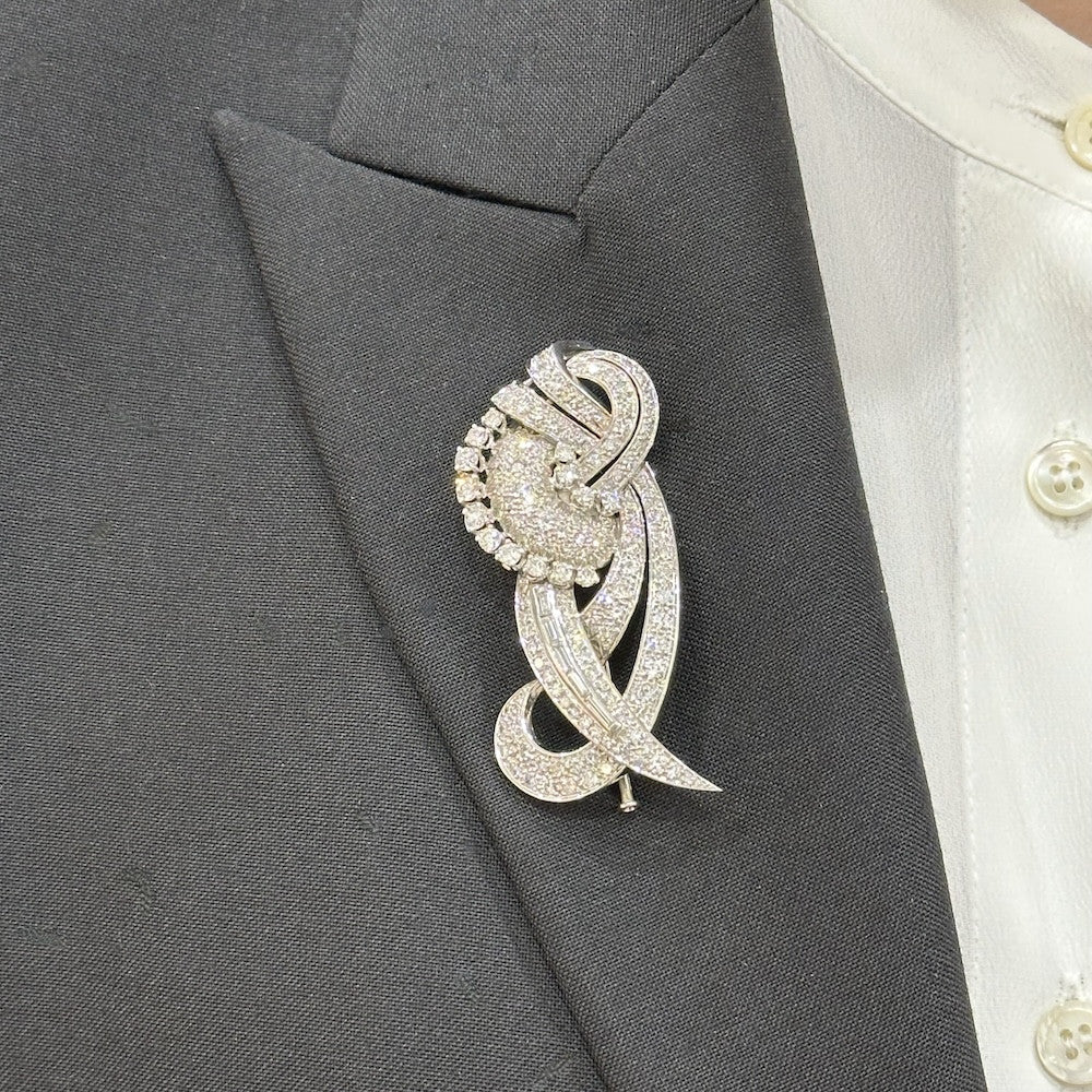 Broche en or gris, platine et diamant - Image 2