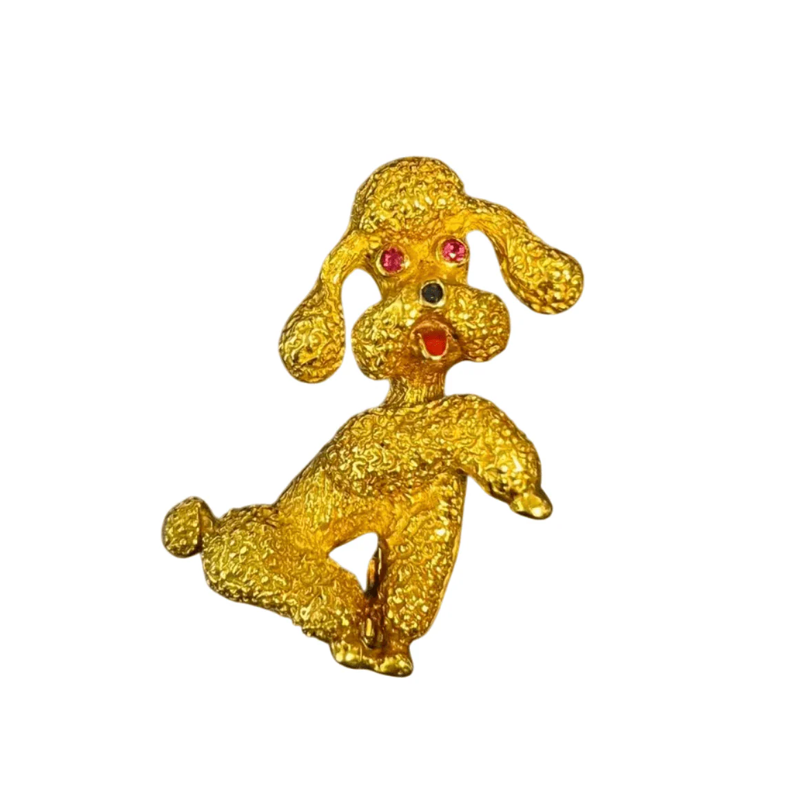 Broche en or jaune et rubis