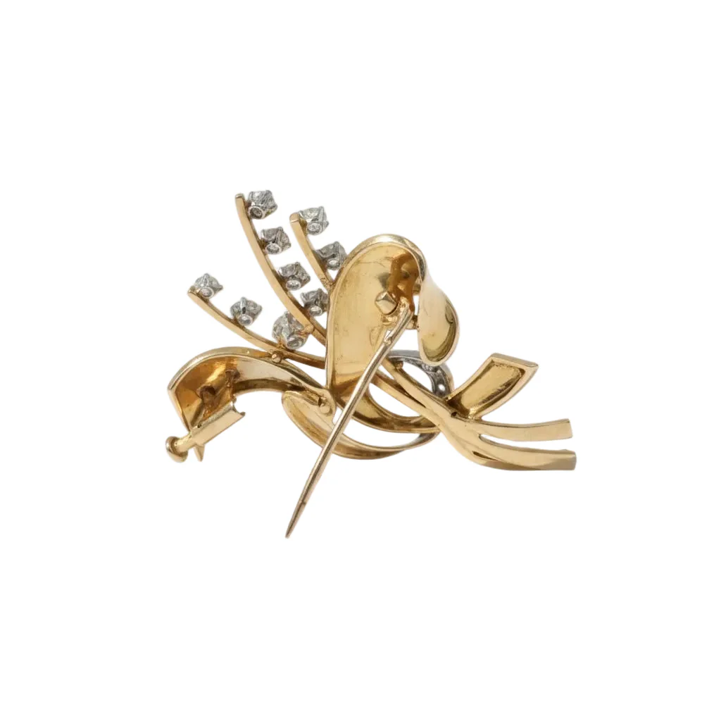 Broche Épingle en or jaune, platine et diamants - Image 3