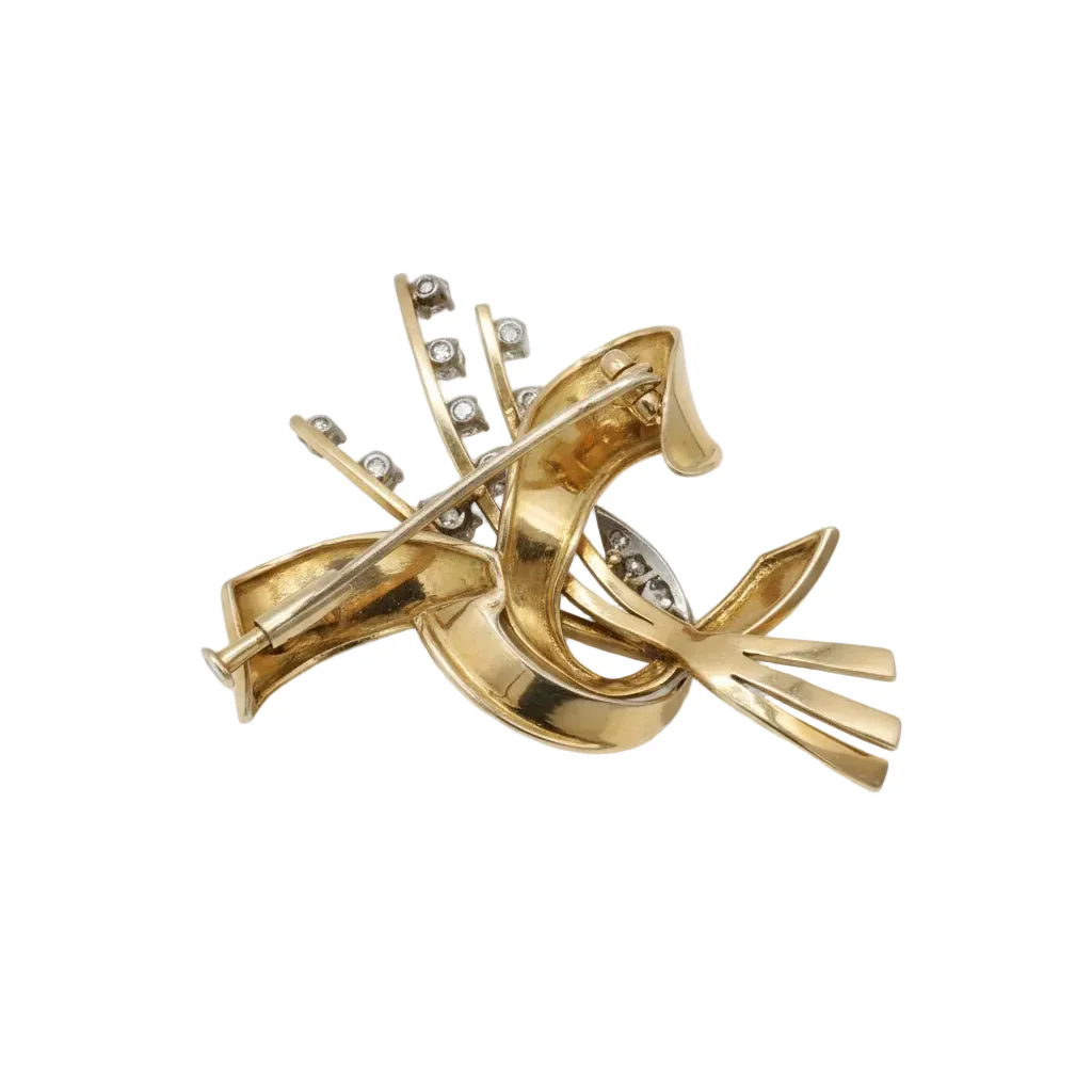 Broche Épingle en or jaune, platine et diamants - Image 4