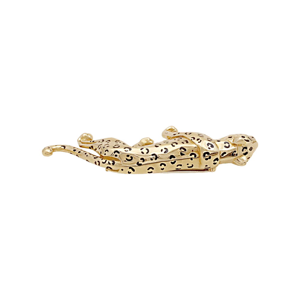 Broche Épingle CARTIER Panthère en or jaune, émail et émeraudes - Image 4