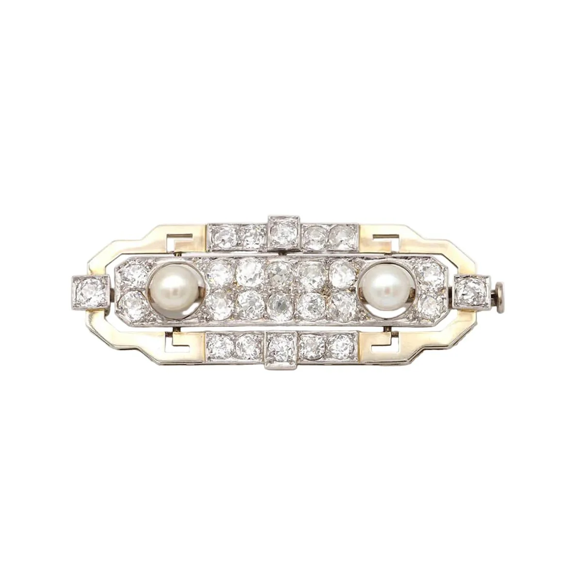 Broche Épingle en or blanc, perles et diamants