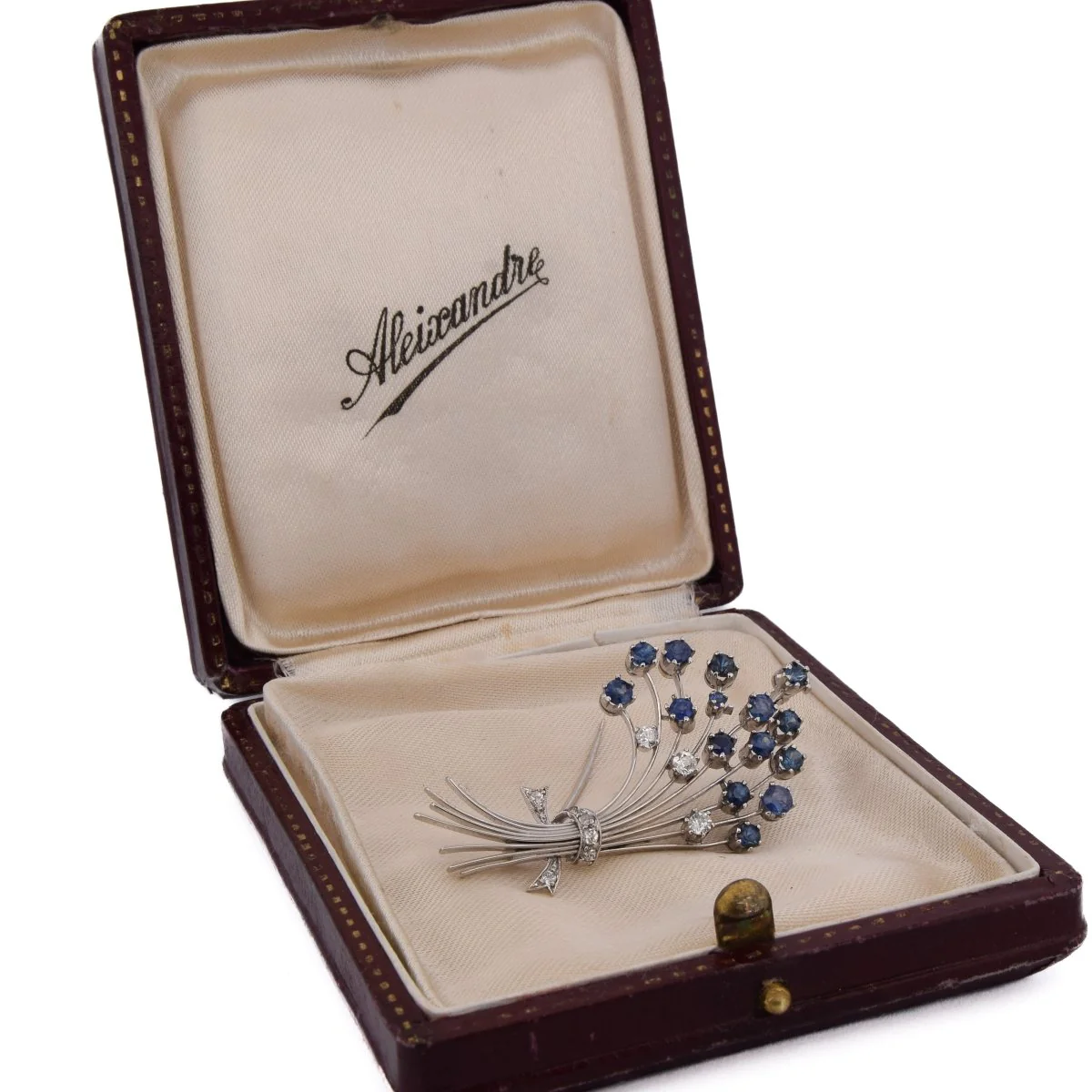 Broche Épingle en or blanc, saphirs et diamants - Image 6