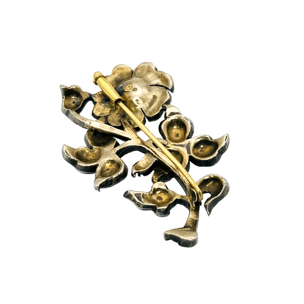 Broche Épingle en or jaune, argent et diamants - Image 3