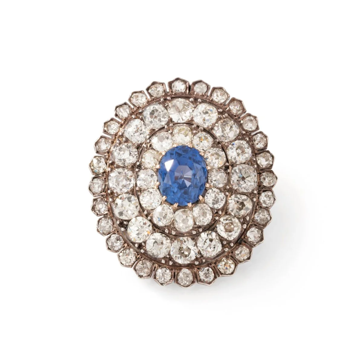 Broche Épingle en or jaune, argent, saphir et diamants