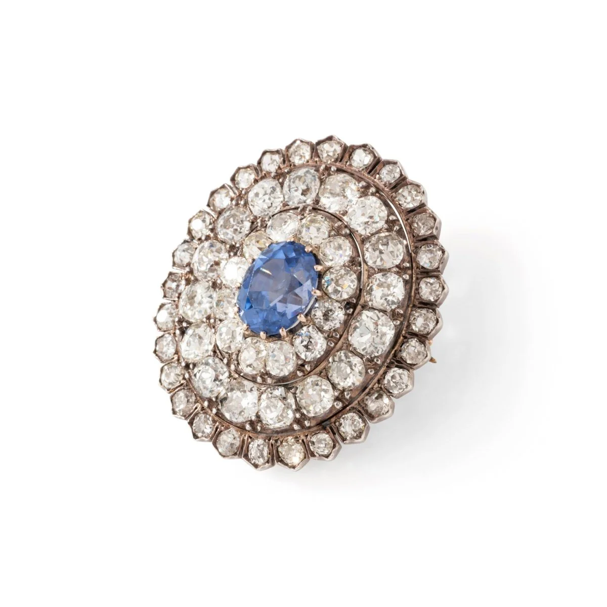 Broche Épingle en or jaune, argent, saphir et diamants - Image 3