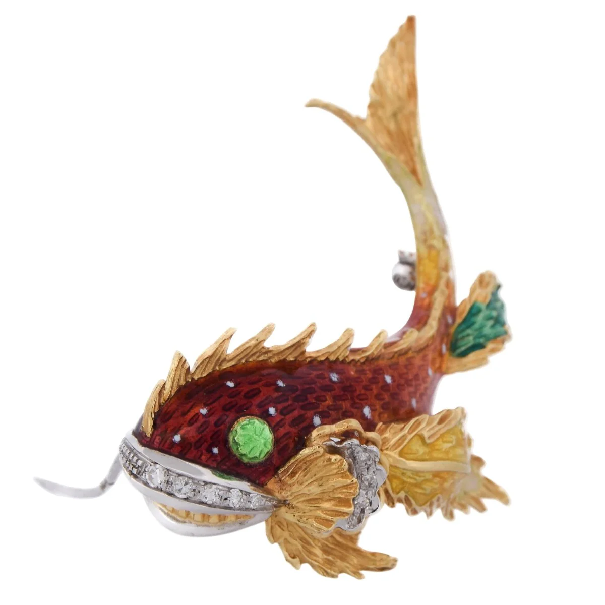 Broche Épingle en or jaune, émail et diamants - Image 2