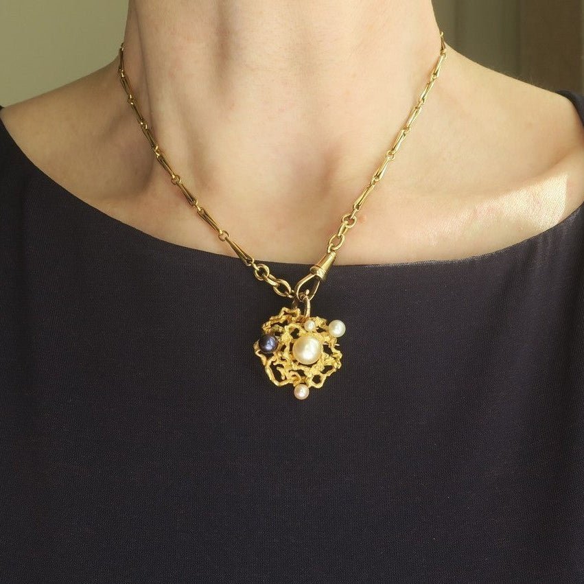 Broche Épingle en or jaune et perles - Image 2