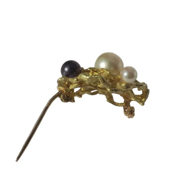 Broche Épingle en or jaune et perles - Image 5