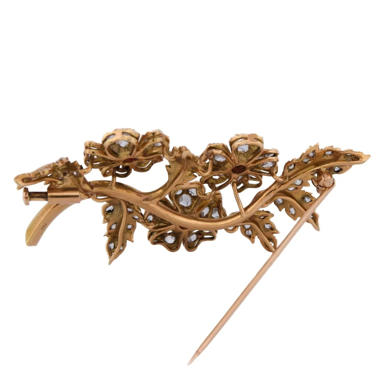 Broche Épingle en or jaune, rubis et diamants - Image 3