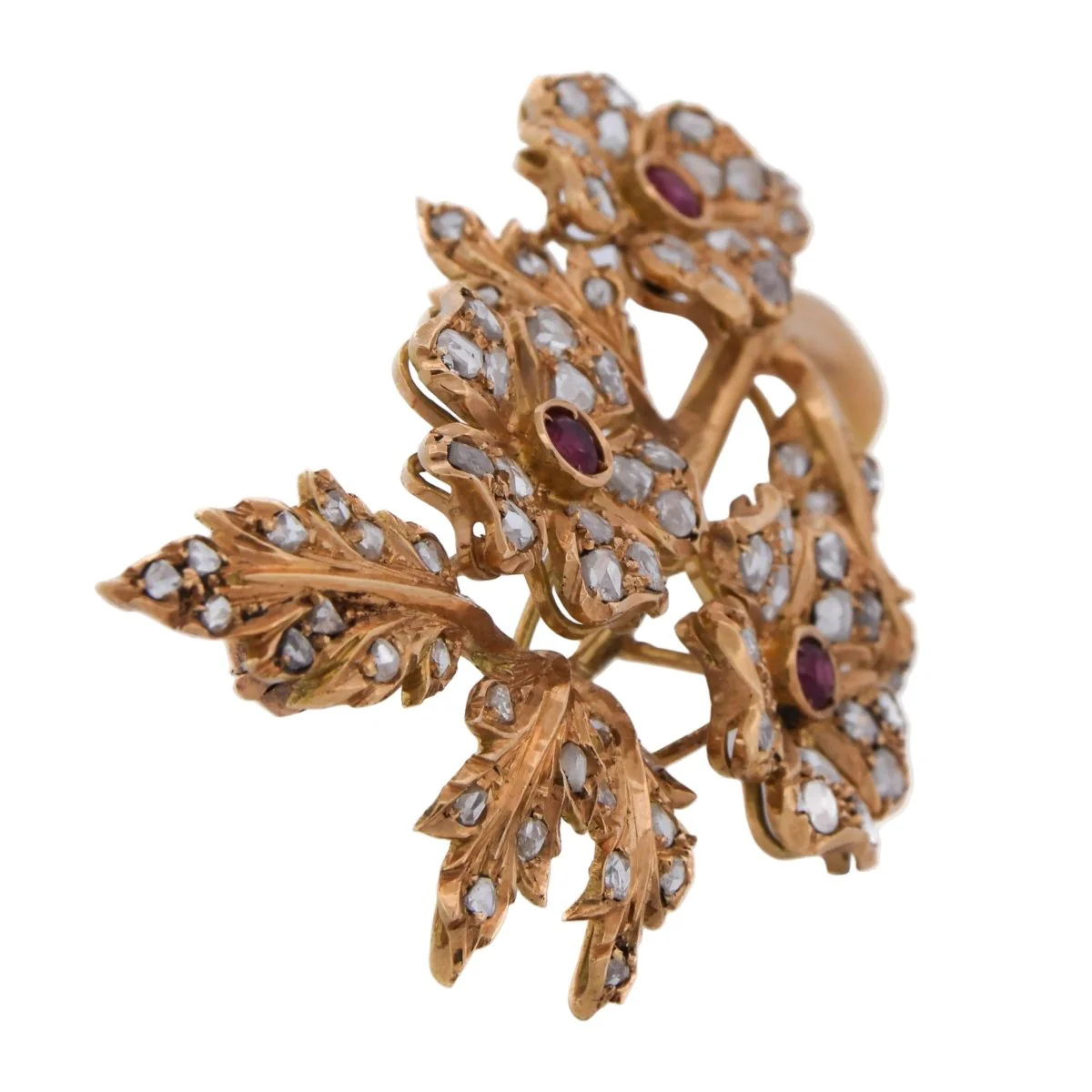 Broche Épingle en or jaune, rubis et diamants - Image 4
