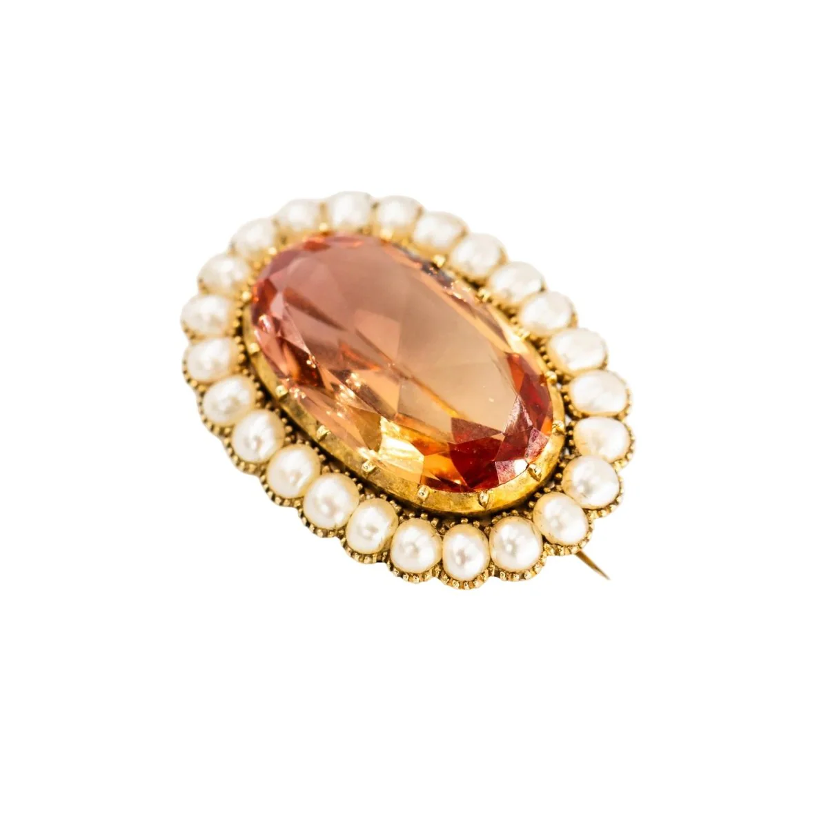 Broche Épingle en or jaune, topaze et perles - Image 3