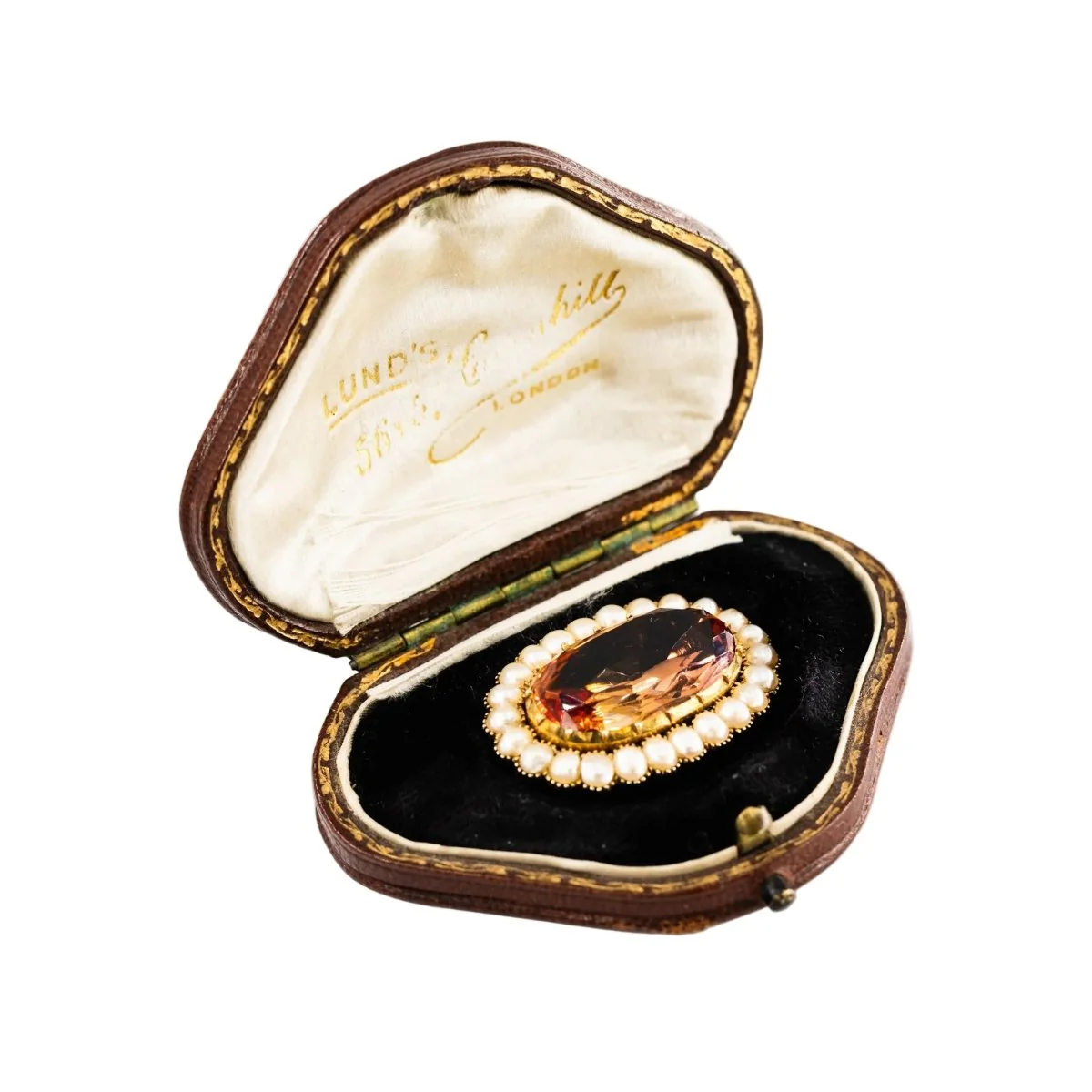 Broche Épingle en or jaune, topaze et perles - Image 6