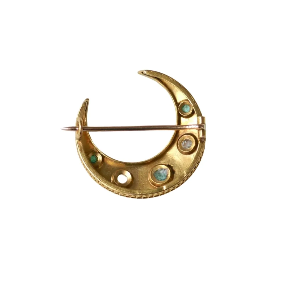 Broche Épingle en or rose, émeraudes et diamants - Image 3