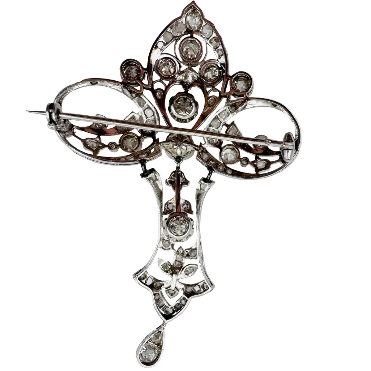 Broche Épingle en platine, perle et diamants - Image 3