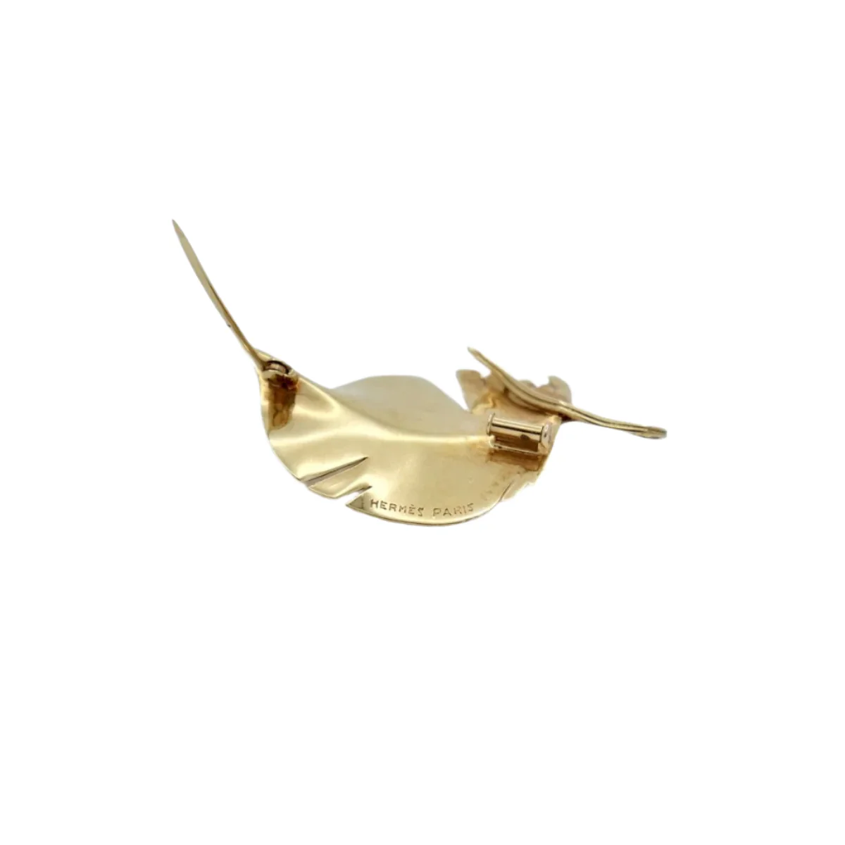 Broche Épingle HERMÈS "Plume" en or jaune - Image 5