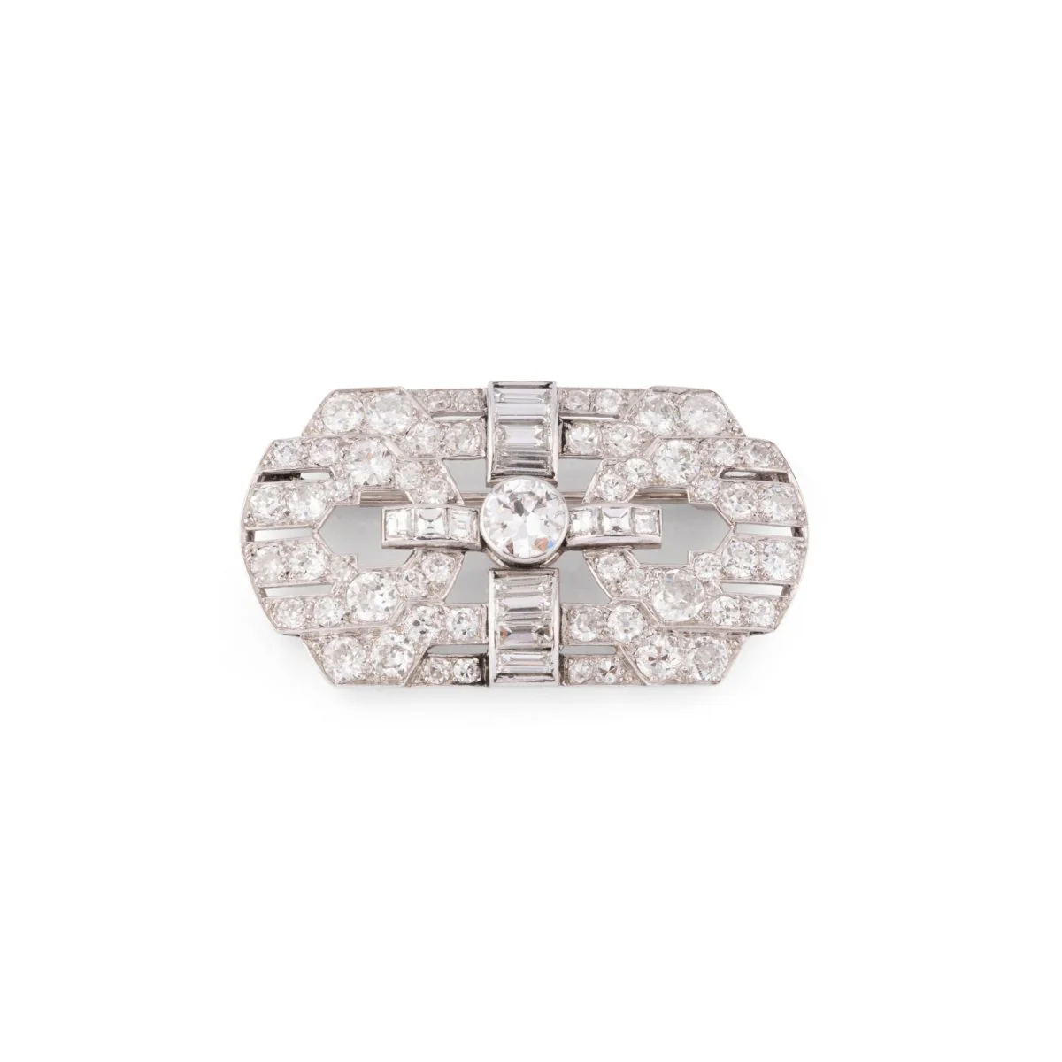 Broche Épingle plaque Art Déco en platine et diamants