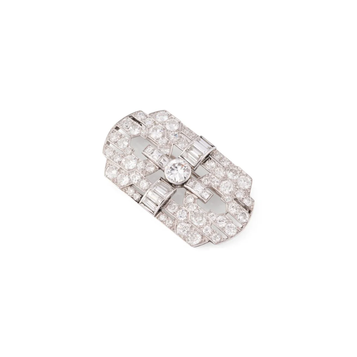 Broche Épingle plaque Art Déco en platine et diamants - Image 2