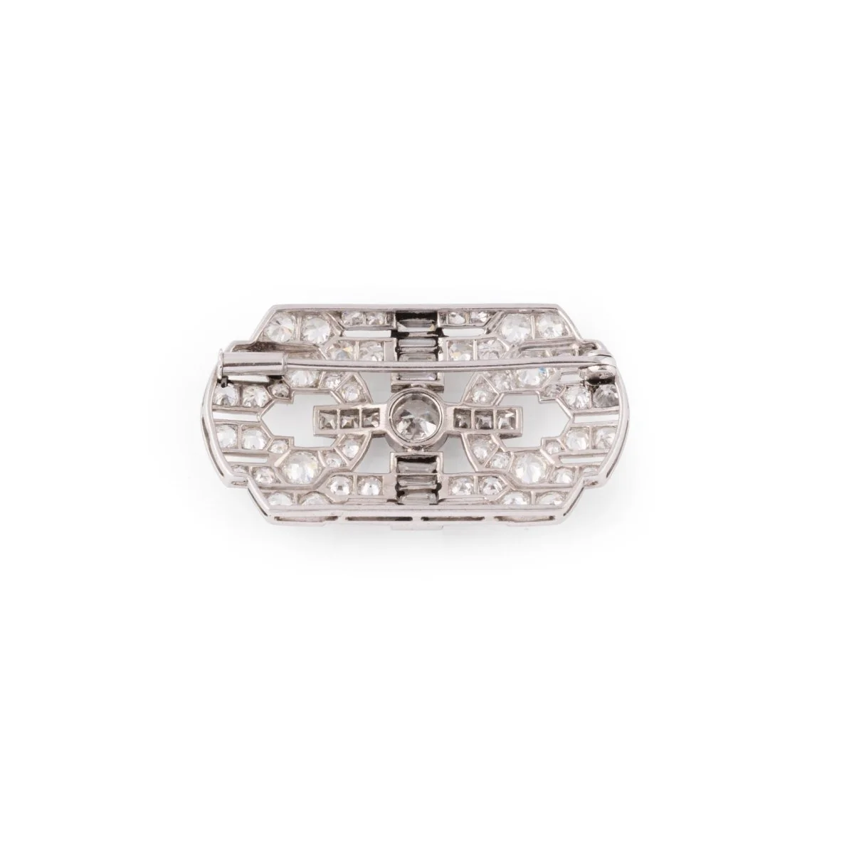 Broche Épingle plaque Art Déco en platine et diamants - Image 3