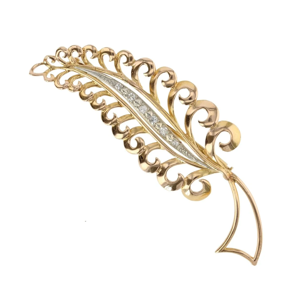 Broche Épingle en or jaune, or blanc et diamants