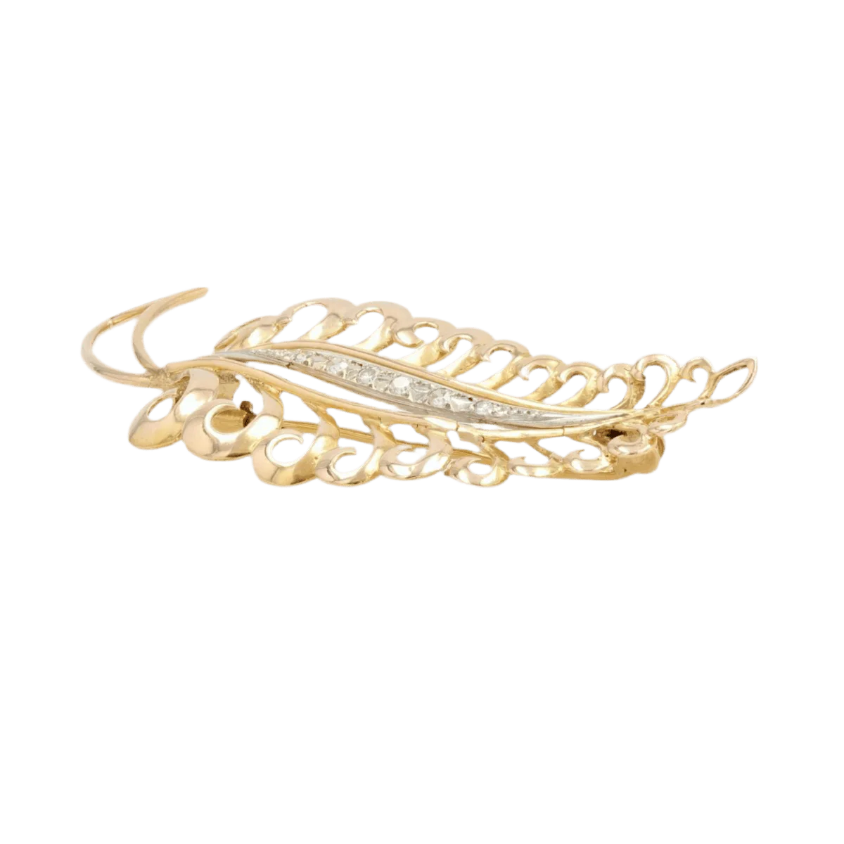Broche Épingle en or jaune, or blanc et diamants - Image 4