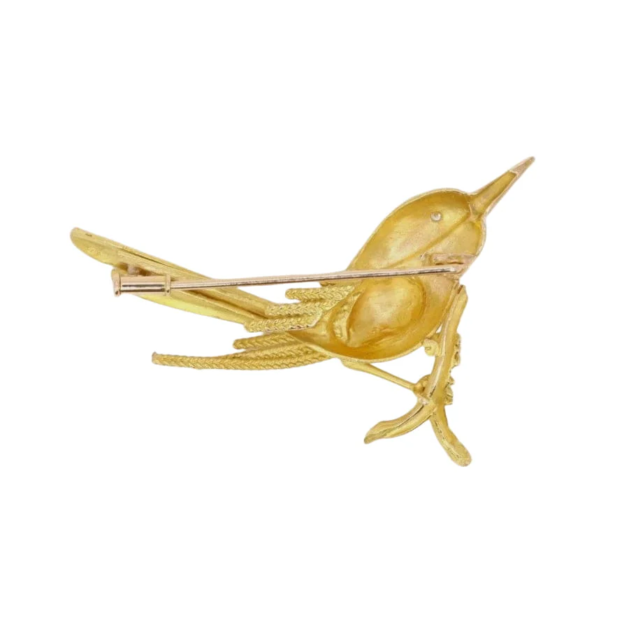Broche animalière Oiseau or jaune diamant - Image 4
