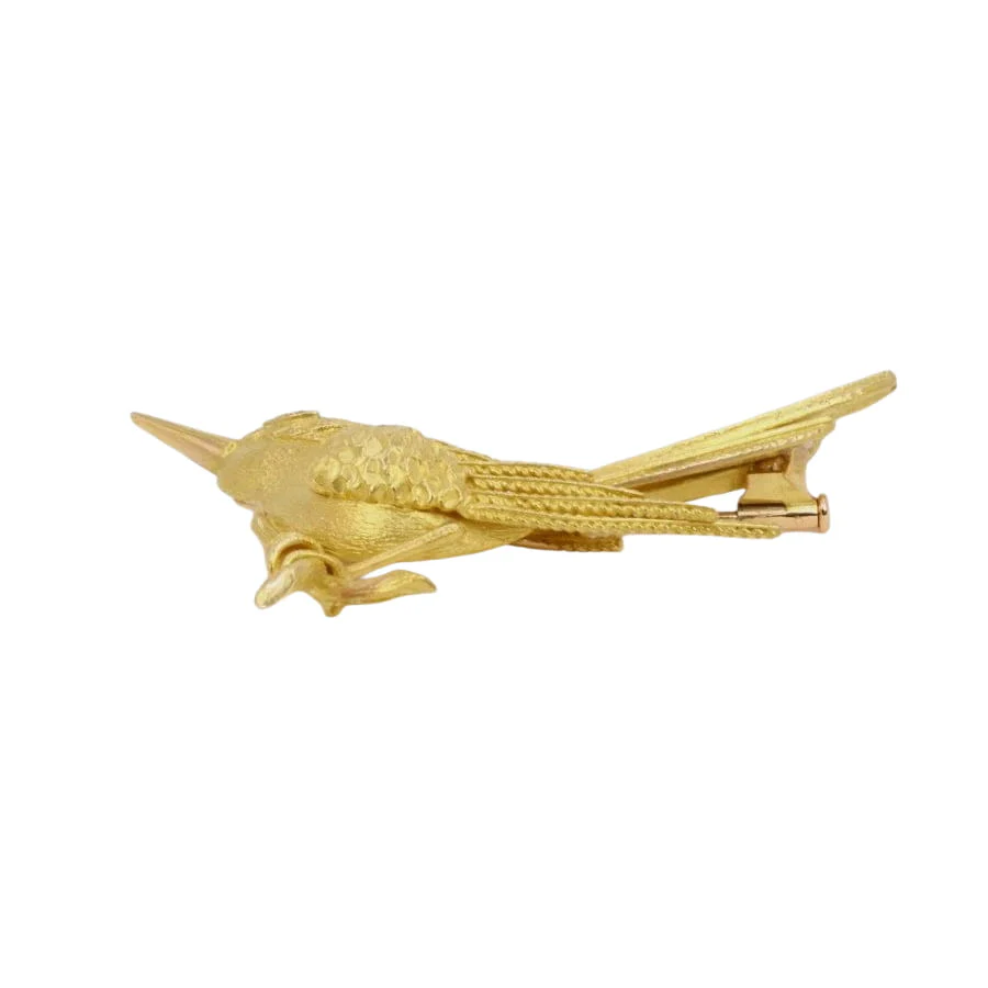 Broche animalière Oiseau or jaune diamant - Image 5