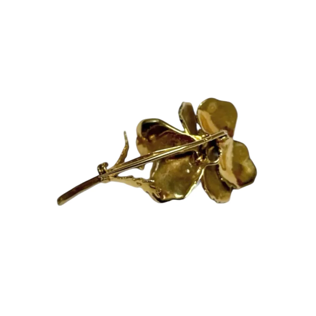 Broche Épingle ÉDOUARD RICHARDS Fleur Bleue en or jaune et diamants - Image 4