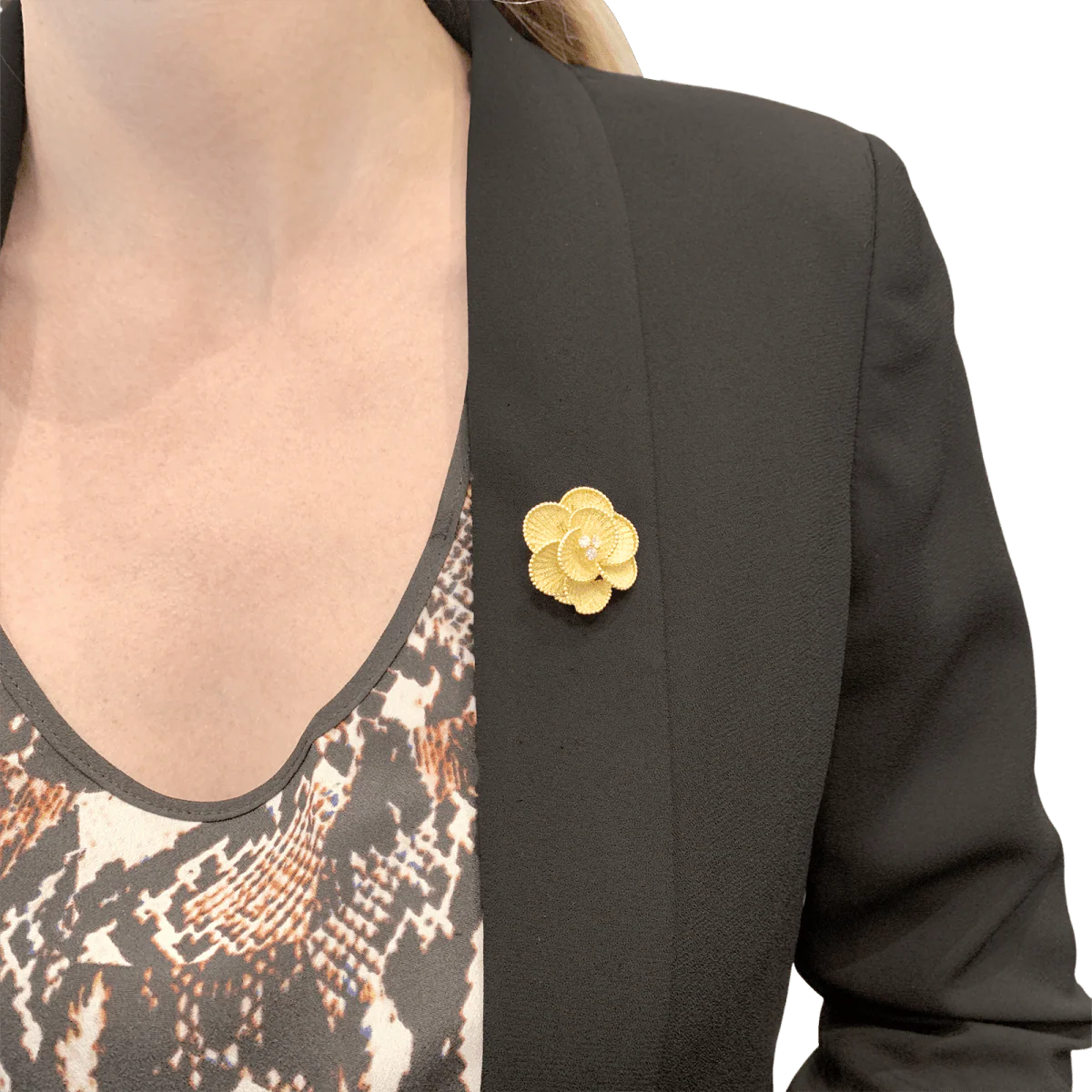 Broche Épingle en or jaune et diamants - Image 2