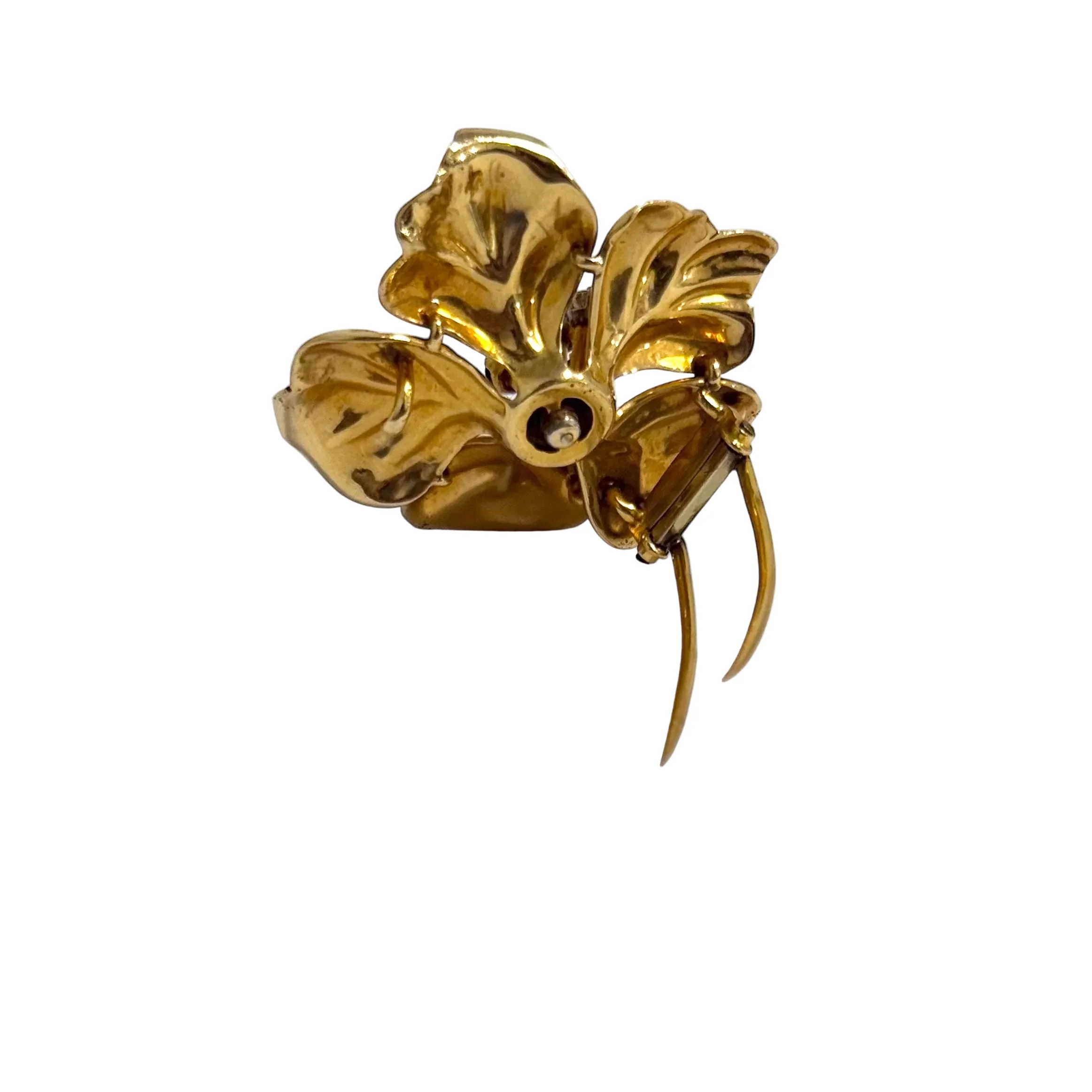 Broche Clip en or jaune, saphirs et diamants - Image 3