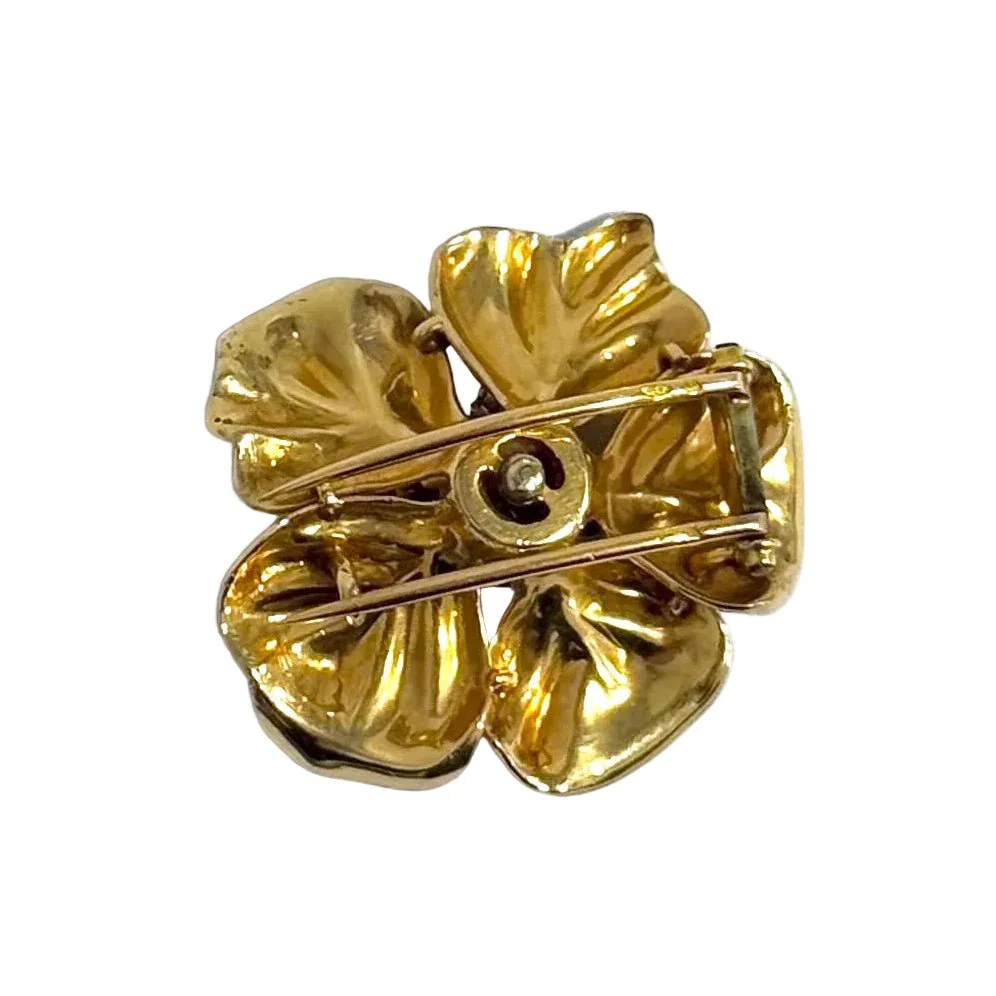Broche Clip en or jaune, saphirs et diamants - Image 4