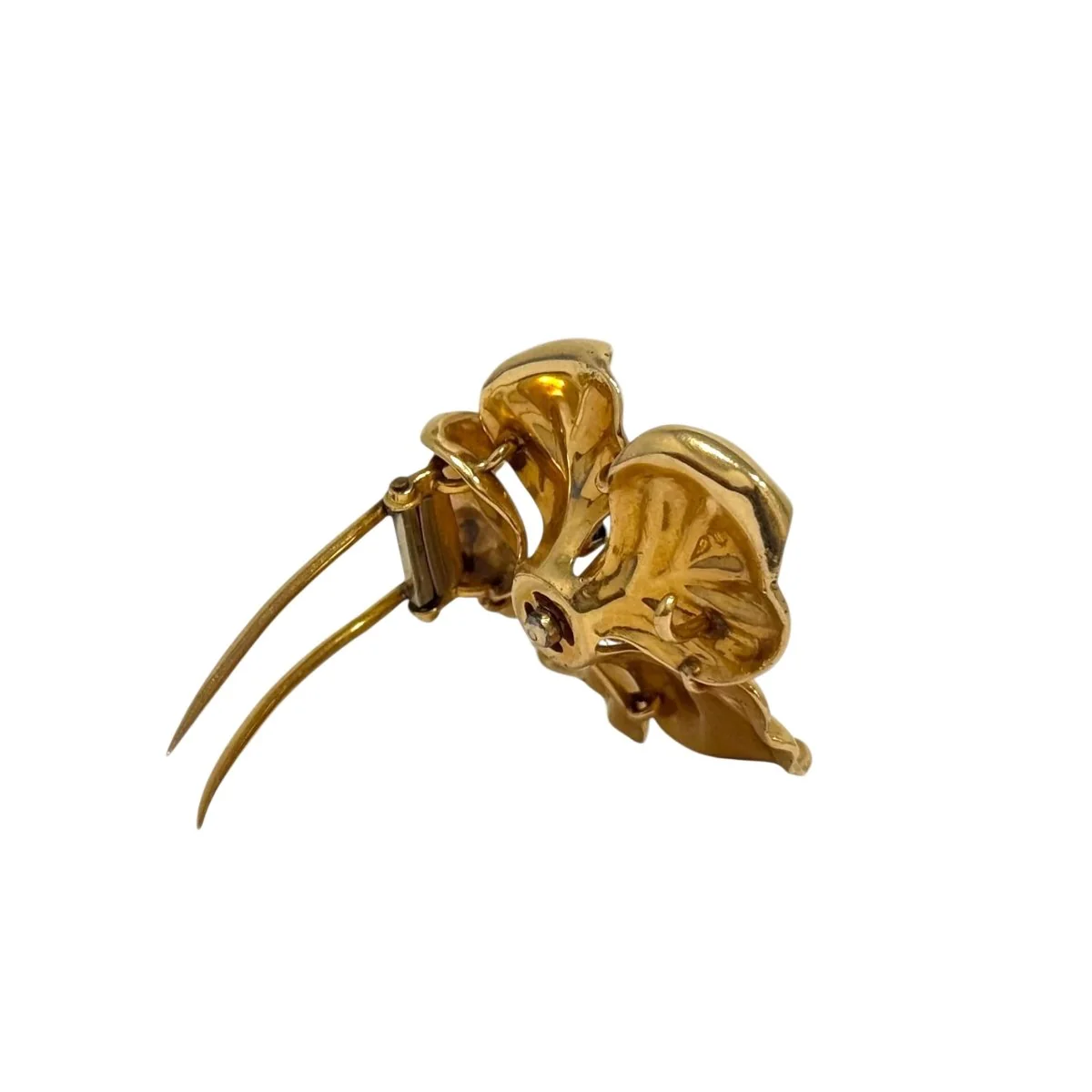 Broche Clip en or jaune, saphirs et diamants - Image 5