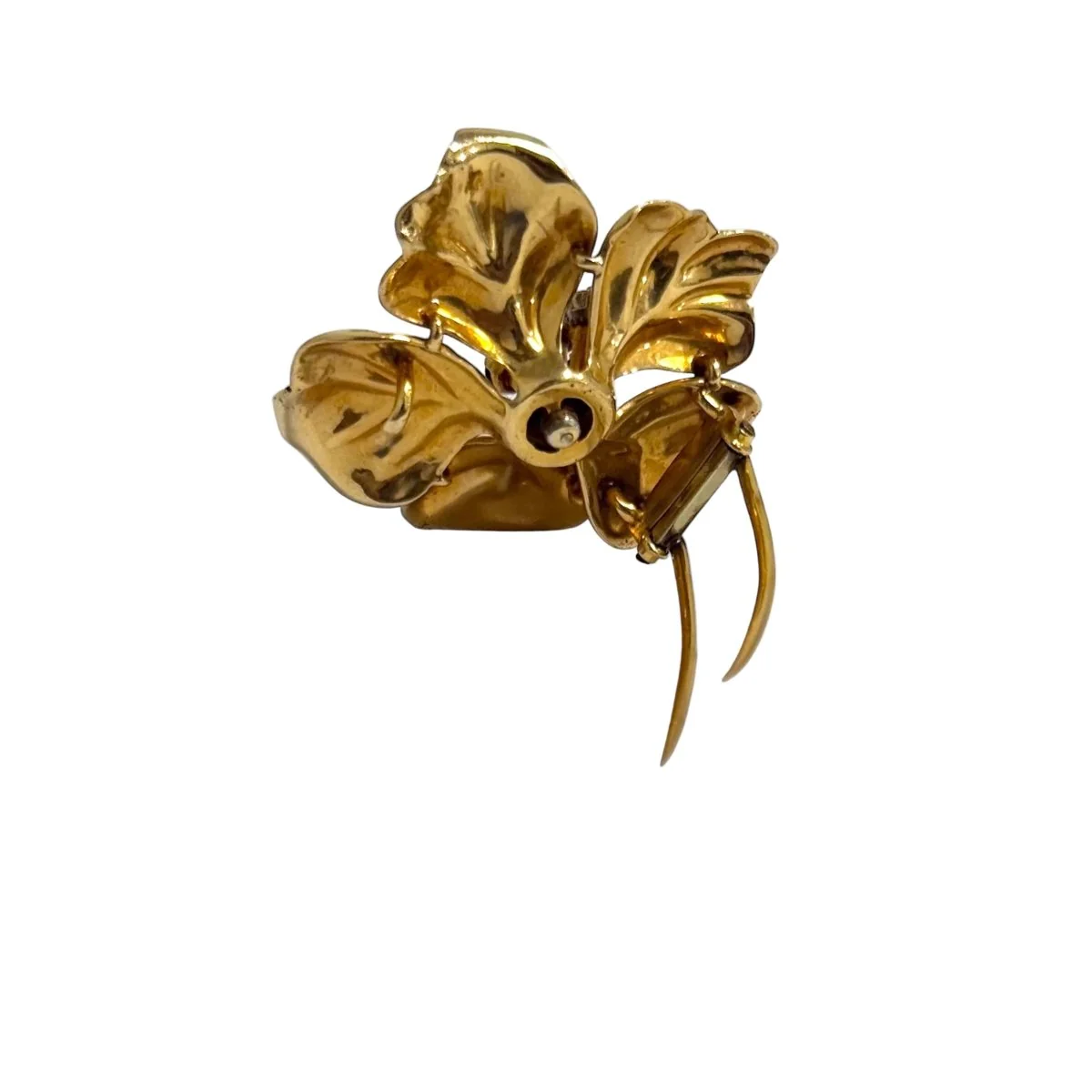 Broche Clip en or jaune, saphirs et diamants - Image 3