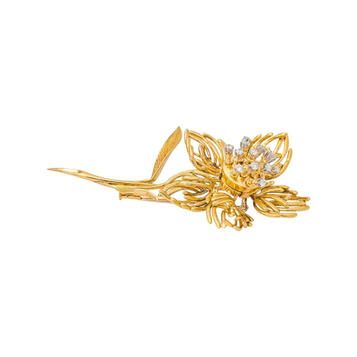 Broche Double Épingle en or blanc, or jaune et diamants - Image 4