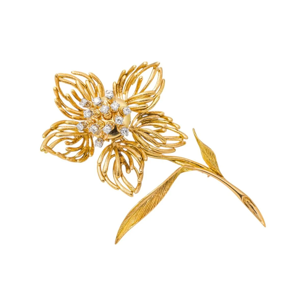 Broche Double Épingle en or blanc, or jaune et diamants - Image 6