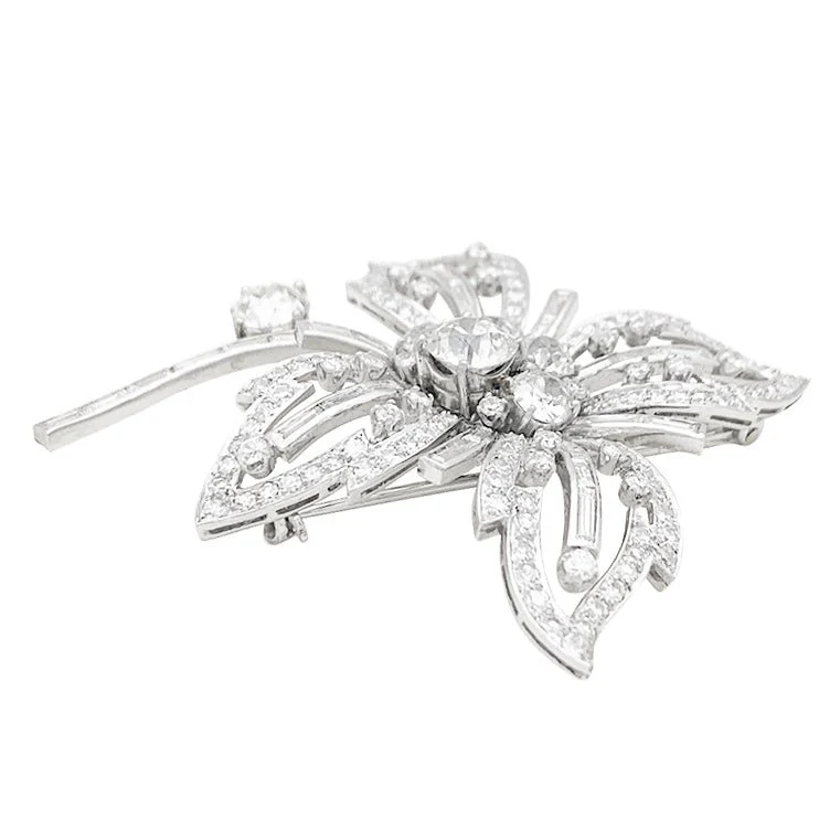 Broche "Fleur" platine, or blanc et diamants - Image 6