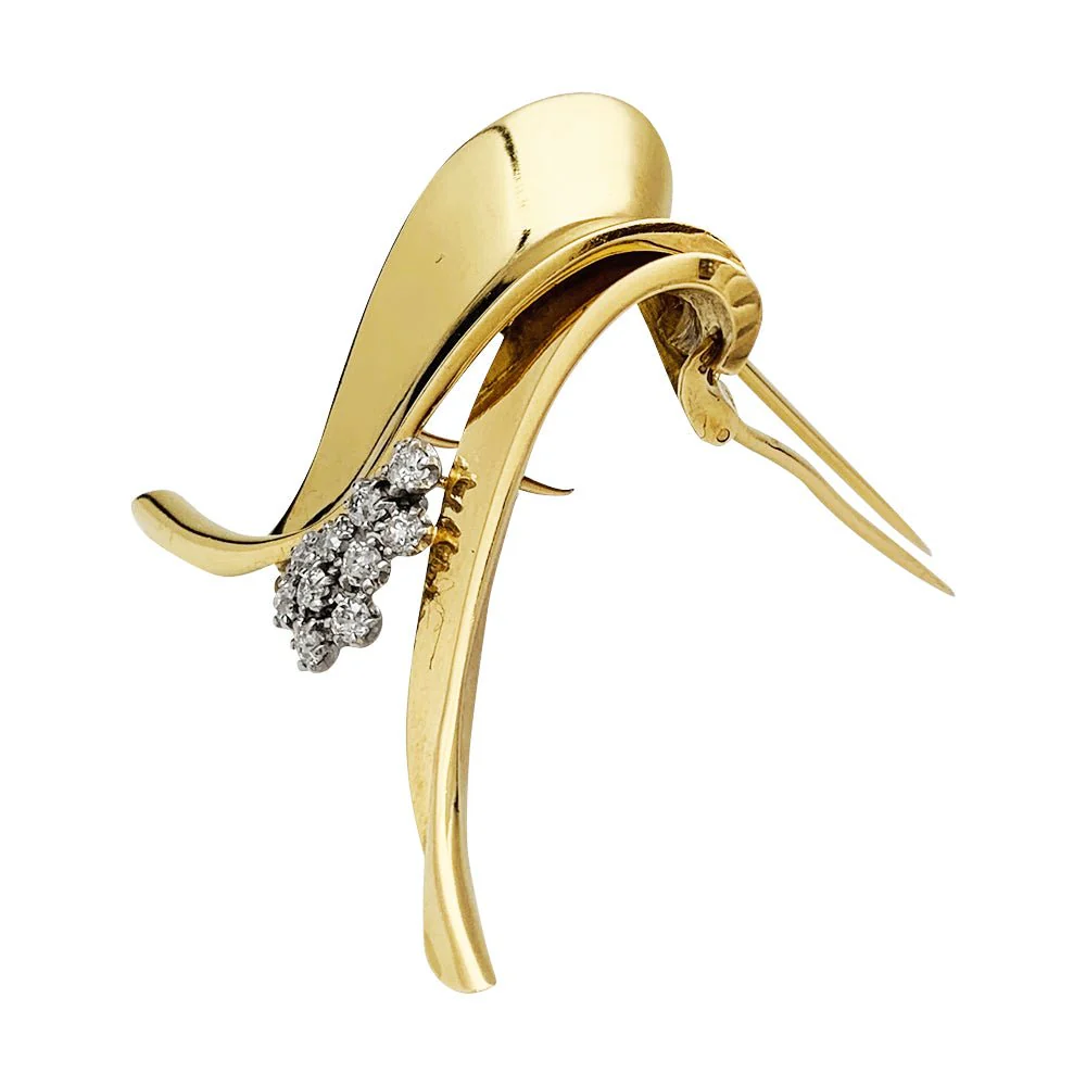 Broche FONTANA en or jaune, platine et diamants - Image 3