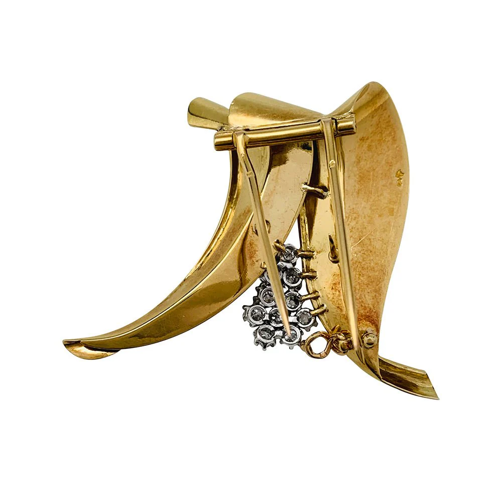 Broche FONTANA en or jaune, platine et diamants - Image 4