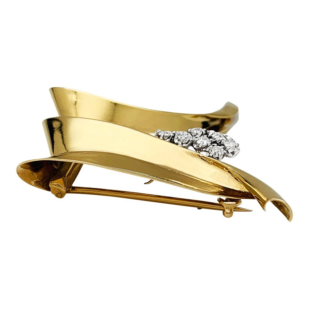 Broche FONTANA en or jaune, platine et diamants - Image 5