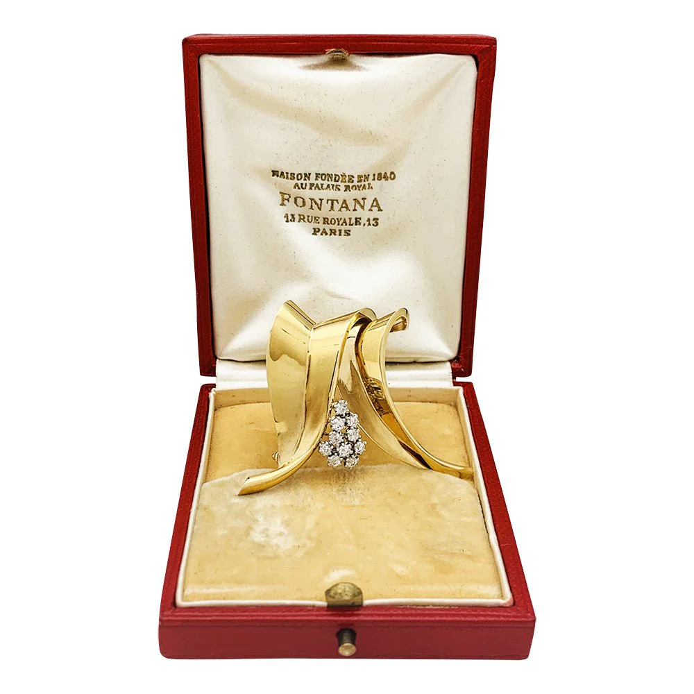 Broche FONTANA en or jaune, platine et diamants - Image 7