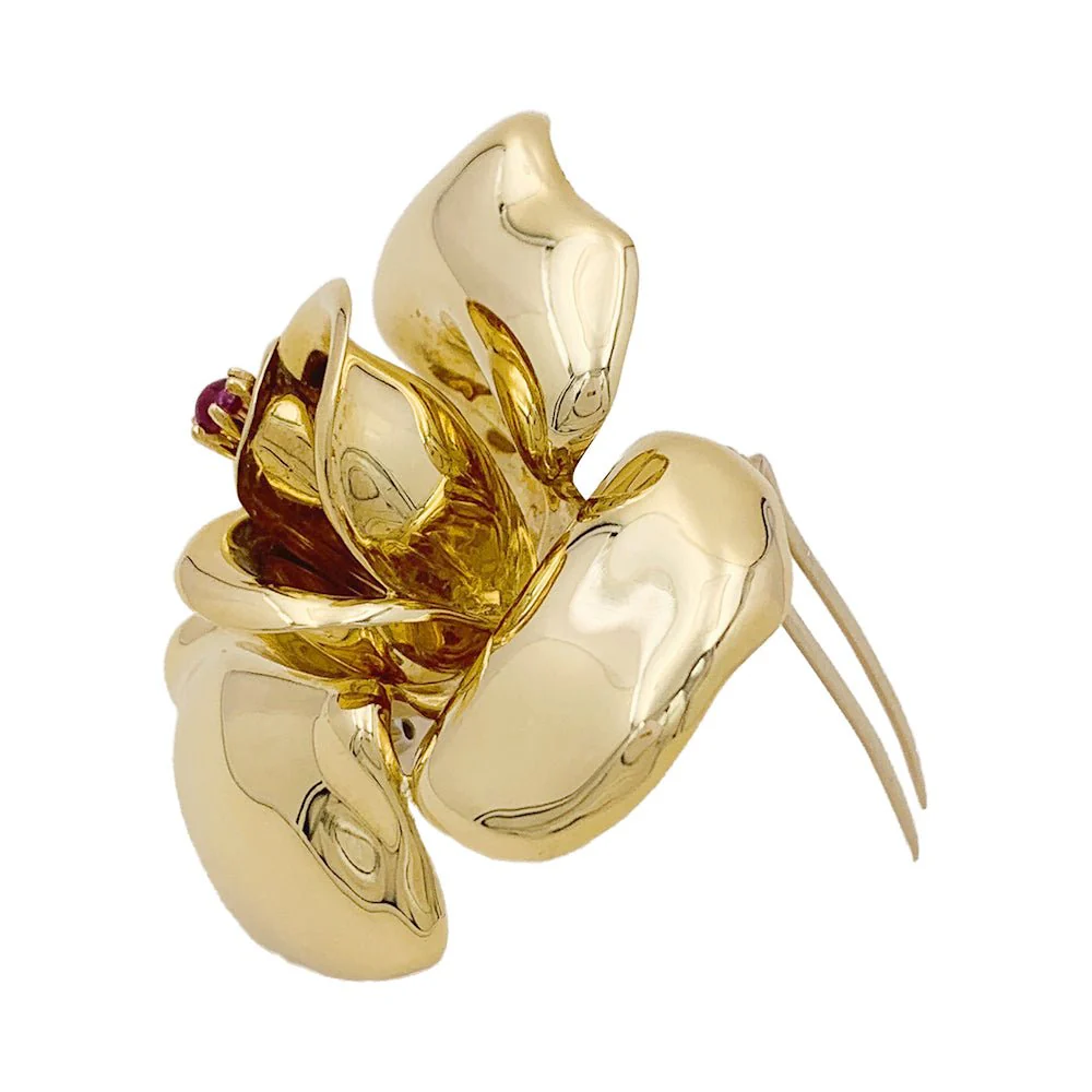 Broche FRED en or jaune et rubis - Image 5