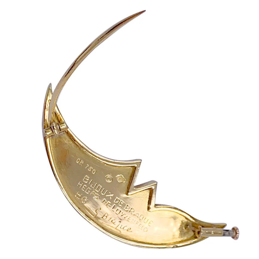 Broche G.Braque, "Croissant de Lune", or jaune - Image 4