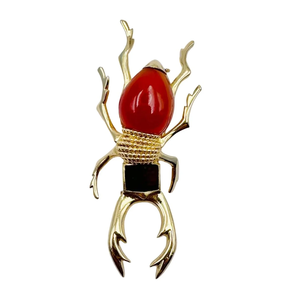 Broche HERMÈS "Scarabée" en or jaune, cornaline et agate - Image 3