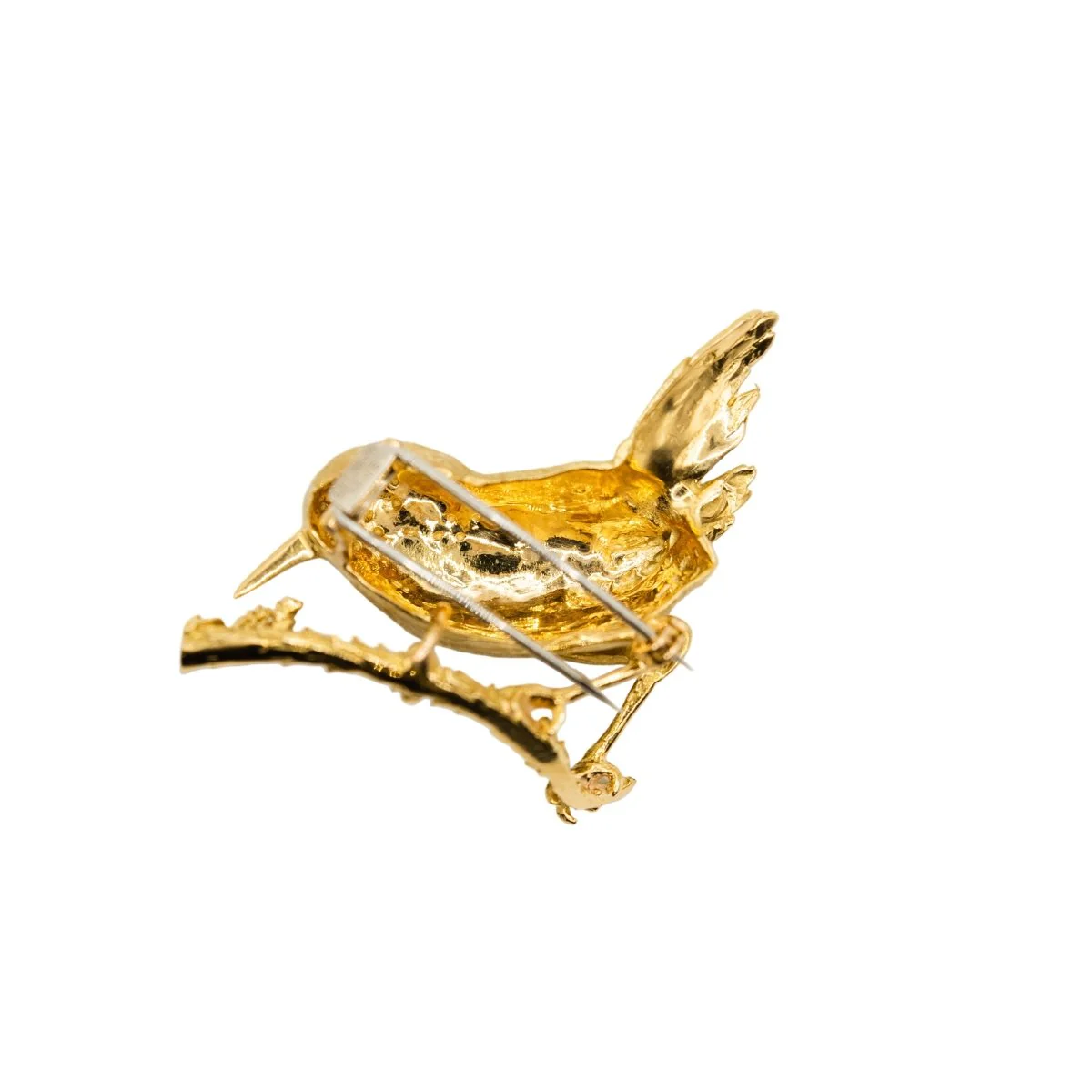 Broche Clip HERMÈS Oiseau en or jaune et rubis - Image 3