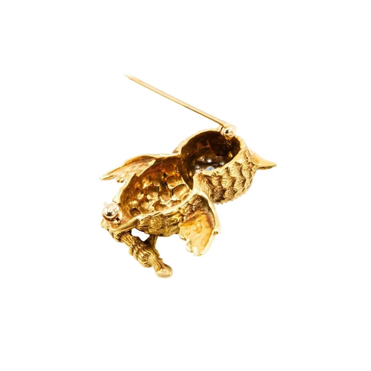 Broche Épingle en or blanc, or jaune, saphirs et diamants - Image 4