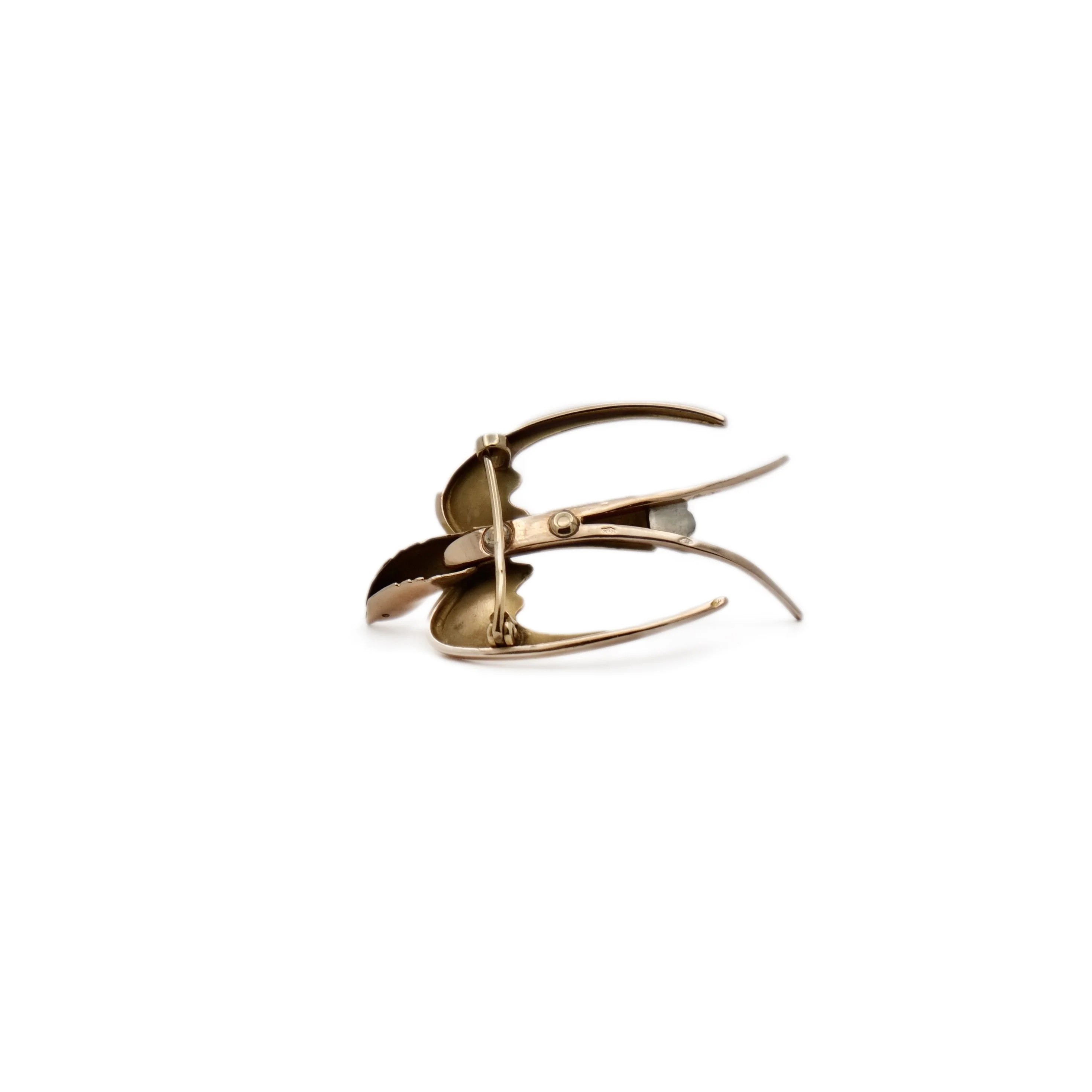 Broche hirondelle en or rose et or gris - Image 6